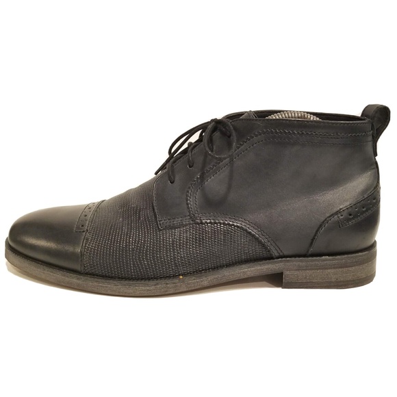 Stacy Adams Men\'s Ankle Boots Size 8.5 Leather Black Lace Up Cap Toe Shoes main image 6